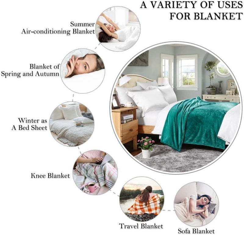 Hyseas Flannel Fleece رمي بطانية تيل - بطانية صلبة من الألياف الدقيقة الناعمة الفائقة لأريكة سرير أريكة - خفيفة الوزن غامض - 50 × 60 بوصة - Image 3