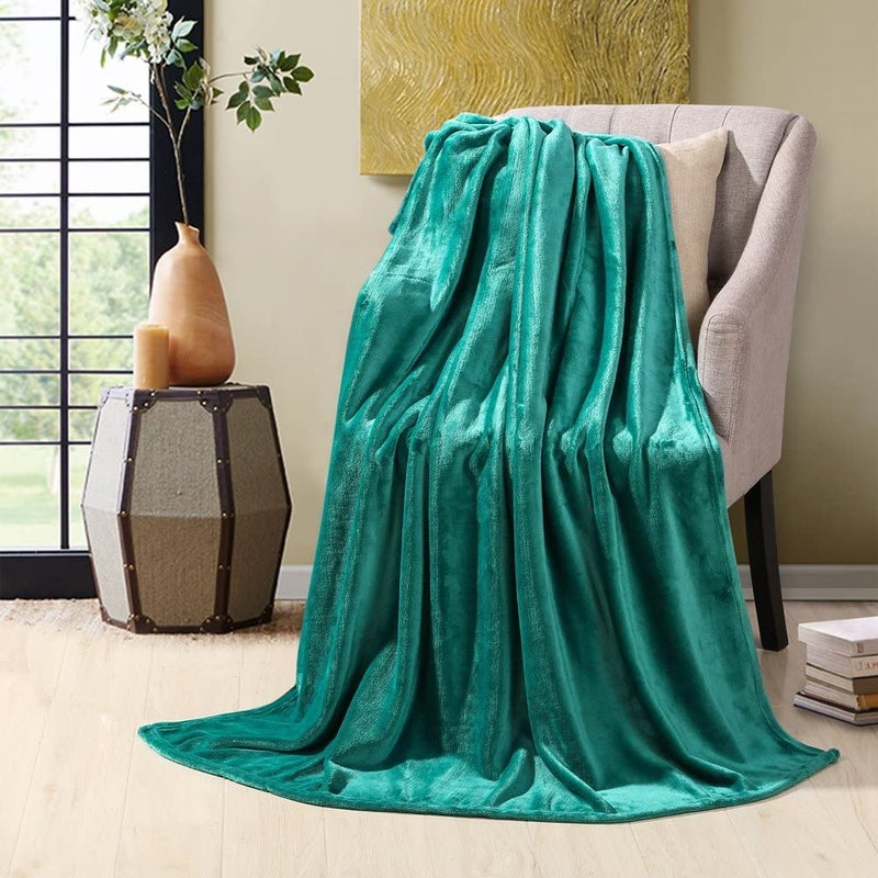 Hyseas Flannel Fleece رمي بطانية تيل - بطانية صلبة من الألياف الدقيقة الناعمة الفائقة لأريكة سرير أريكة - خفيفة الوزن غامض - 50 × 60 بوصة - Image 2