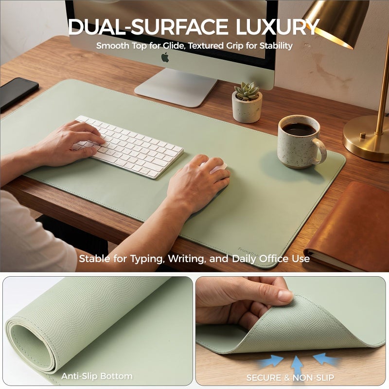 PROMATTOO Large Rollable Desk Mat and Mouse Pad Gift Set Caramel Brown Suitable for Office Home Gaming Double Sided Non Slip Thick PVC Leather Base Computer Desk Wrist Rest - Image 1