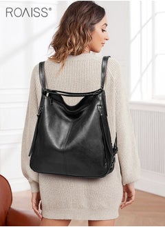 roaiss 3 Piece Women's Tote Bag Fashion PU Leather Shoulder Bag Large Capacity Backpack Leisure Versatile Commuting Bag  - Image 2