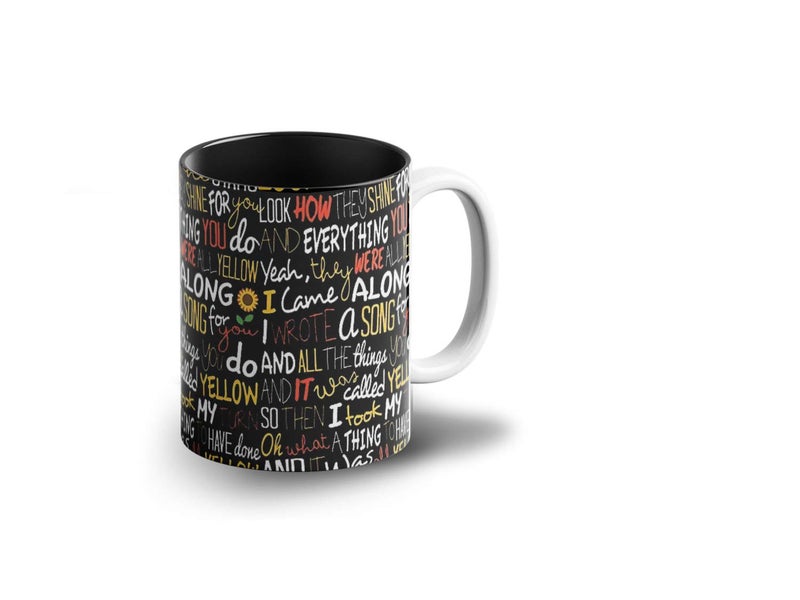 Prink Coldplay Rock Band Coffee Mug with Print Yellow Coldplay Song Mugs Coldplay Chris Martin Printed Coffee Mugs Gift for Friends Fans 330ml Microwave Dishwasher Safe - Image 1