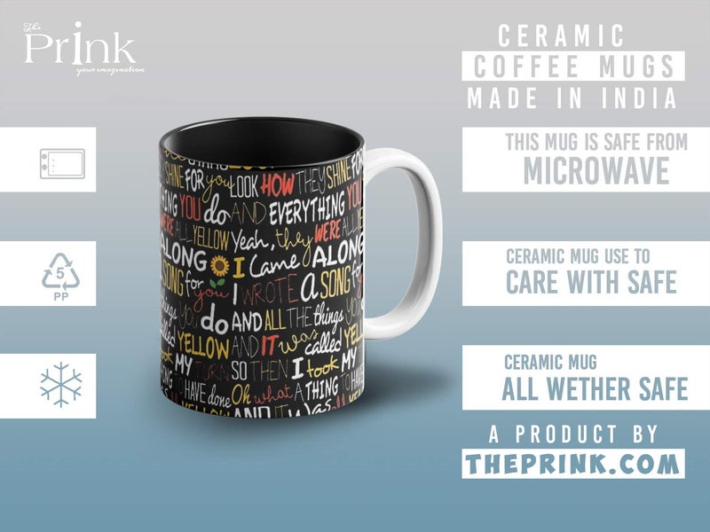 Prink Coldplay Rock Band Coffee Mug with Print Yellow Coldplay Song Mugs Coldplay Chris Martin Printed Coffee Mugs Gift for Friends Fans 330ml Microwave Dishwasher Safe - Image 5