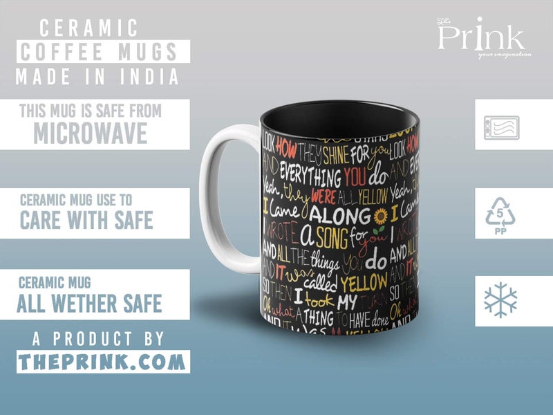 Prink Coldplay Rock Band Coffee Mug with Print Yellow Coldplay Song Mugs Coldplay Chris Martin Printed Coffee Mugs Gift for Friends Fans 330ml Microwave Dishwasher Safe - Image 4