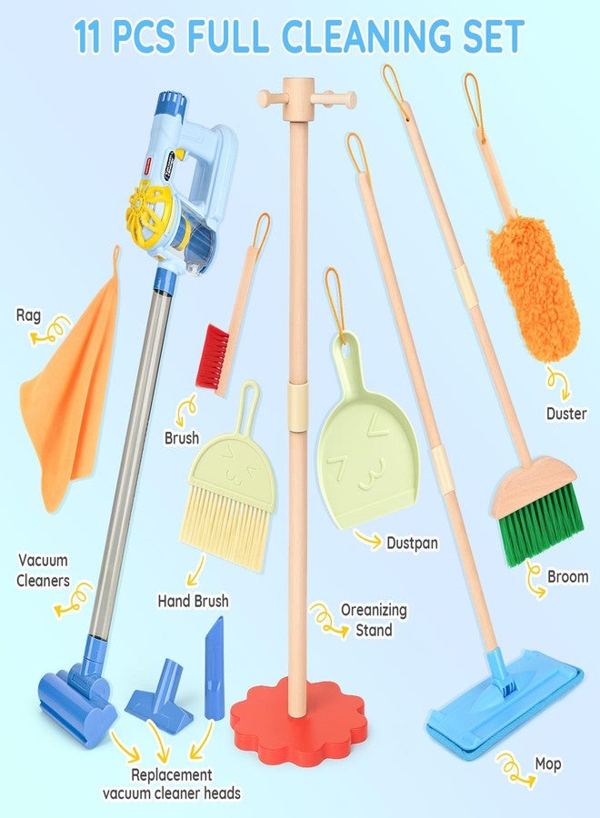Dreamon Wooden Toddler Cleaning Set - 11Pcs Kids Cleaning Toy Set with 3-in-1 Kids Vacuum That Really Works, Montessori Cleaning Toys with Broom and Mop Set for Toddlers Girls Boys Age 3-6 - Image 2