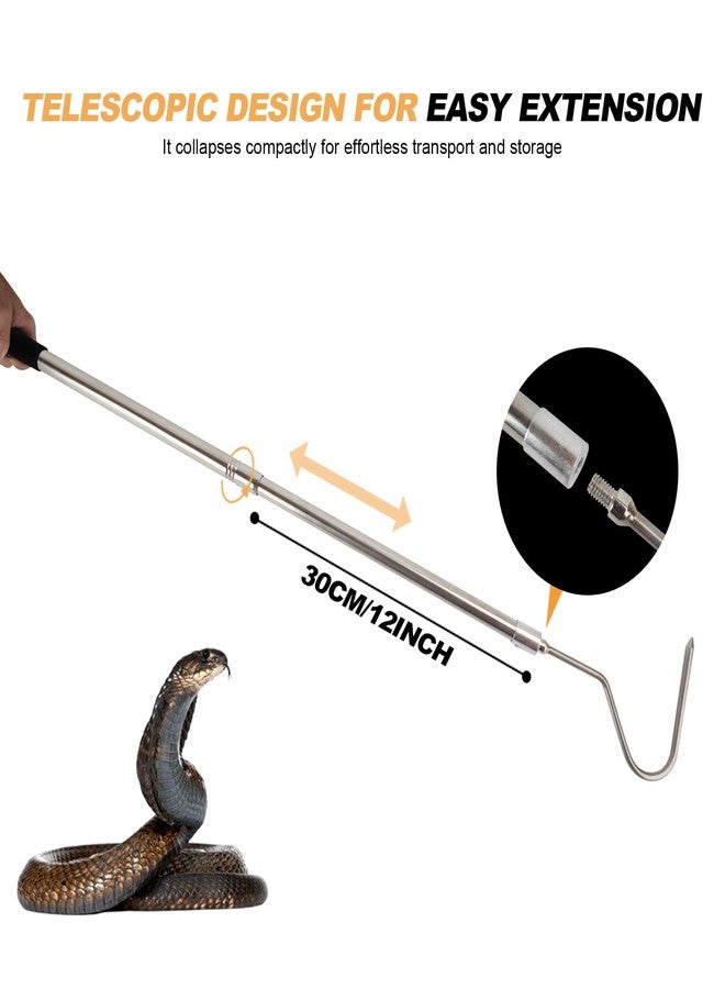 Smarkey Snake Hook, Stainless Steel Extensible snake grabber tool, 33 inch Sturdy snake Catcher Handling Stick Trap Tool Tong for Herpetologists, Wildlife control personnel, Wranglers, Removal Experts - Image 4