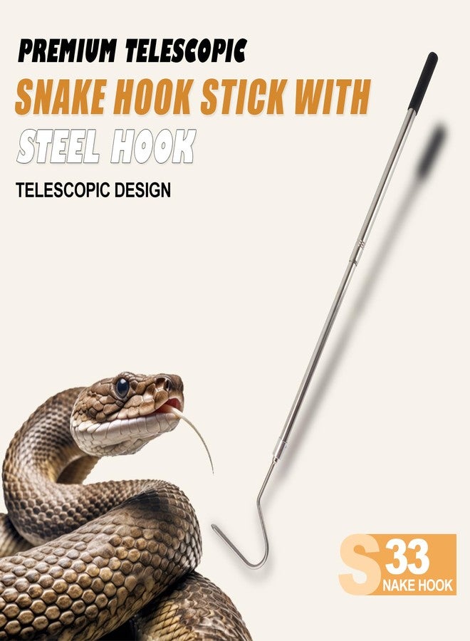 Smarkey Snake Hook, Stainless Steel Extensible snake grabber tool, 33 inch Sturdy snake Catcher Handling Stick Trap Tool Tong for Herpetologists, Wildlife control personnel, Wranglers, Removal Experts - Image 2