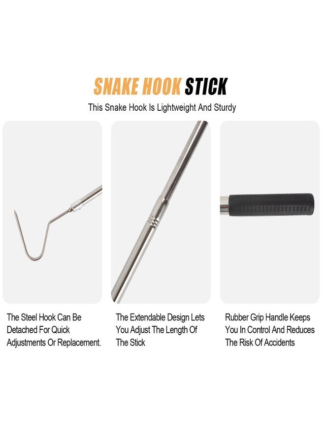 Smarkey Snake Hook, Stainless Steel Extensible snake grabber tool, 33 inch Sturdy snake Catcher Handling Stick Trap Tool Tong for Herpetologists, Wildlife control personnel, Wranglers, Removal Experts - Image 5