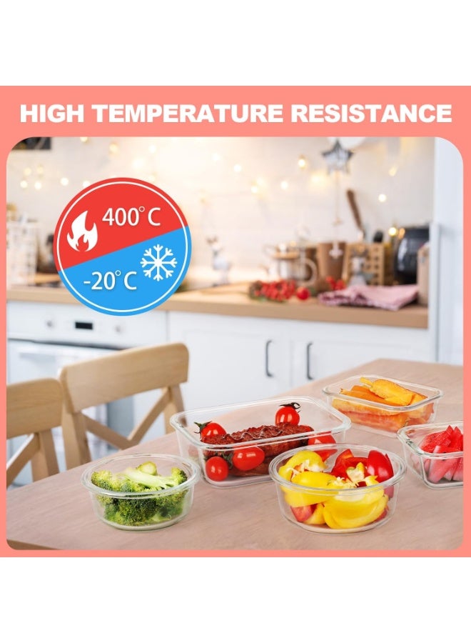 كيلا عبوة من 12 وعاءً زجاجيًا لتخزين الطعام مع أغطية، لتحضير الوجبات، حاويات تخزين طعام للمطبخ، مقاومة للتسرب، صناديق غداء زجاجية محكمة الإغلاق، مناسبة للميكروويف والفرن والفريزر، لون وردي - Image 3