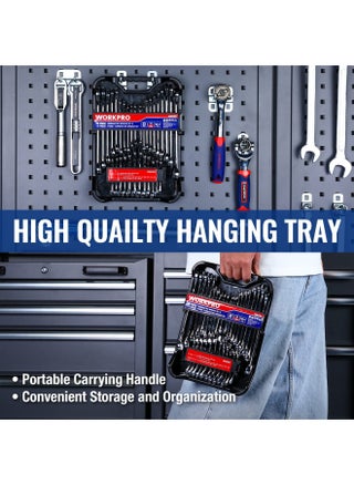WORKPRO 32-Piece SAE & Metric Combination Wrench Set, 12 PT Regular and Stubby Wrenches set with Organizer Tray, Cr-V Steel Mirror Chrome Polished - pzsku/ZA308C200B52B1FA376FDZ/45/_/1731077979/513c8214-4f66-45de-a505-aae64dfa0040