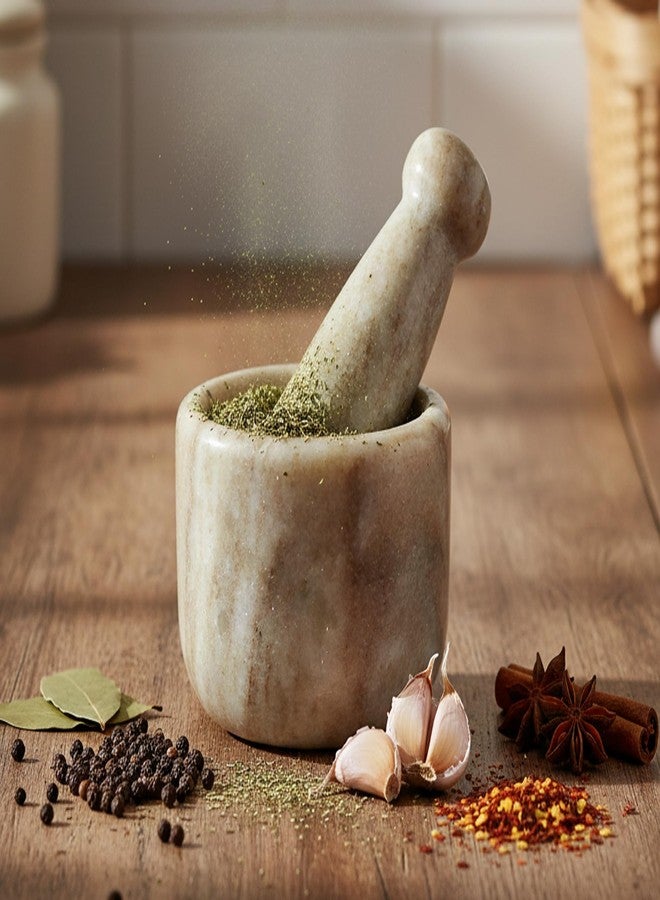 كليو هاون ومدقة حجرية من كليو (حجم صغير جدًا) لطحن الزنجبيل وحبوب الأدوية - (3 بوصة) (بني) - Image 1