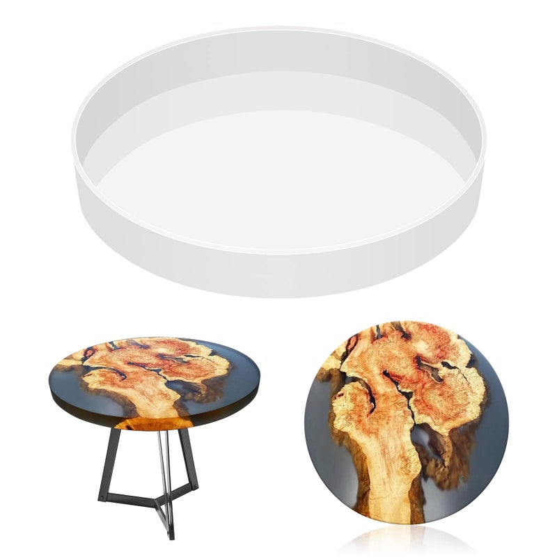 Vehipa قالب طاولة راتنج كبير جداً 14 بوصة دائري من السيليكون لقوالب راتنج الإيبوكسي لصنع طاولة نهر الحرف اليدوية، لوح تقطيع، زخرفة سطح المكتب