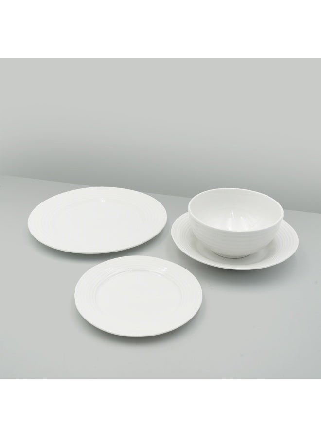 16Pc Ceramic Dinner Set Service Of 4 Includes Dinner&Dessert Plates Bowls Semi Bowl Plate Durable  White LightWeight Microwave Safe for Everyday Use Special Occassion Gifting - Image 4