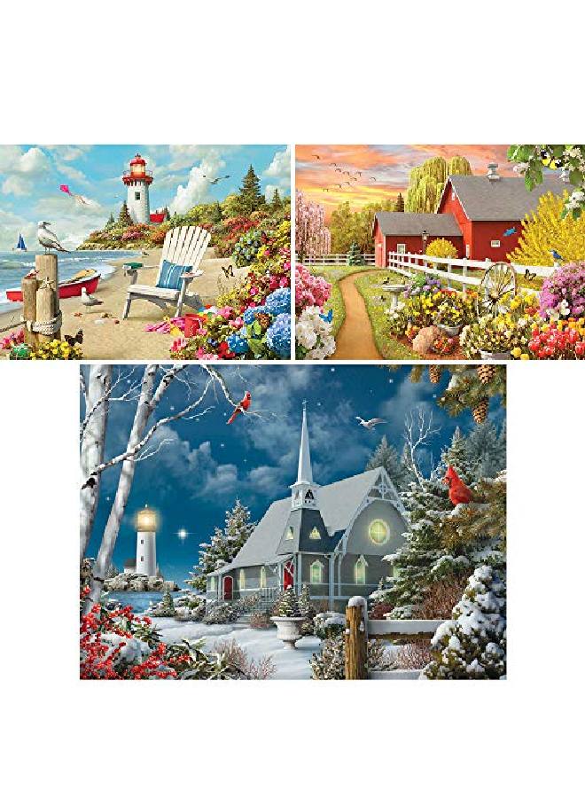 Bits and Pieces ألعاب تركيب للبالغين مجموعة قيمة من ثلاثة أحجية استيقظ الأضواء الموجهة وأحجية أحلام اليقظة من الفنان آلان جيانا 500 قطعة أحجية 18" × 24" - Image 3