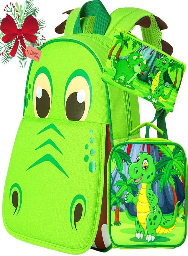 CCJPX 3PCS Toddler Backpack for Boys, 12'' Dinosaur Bookbag and Lunch Box Kindergarten Preschool Bag - Image 1