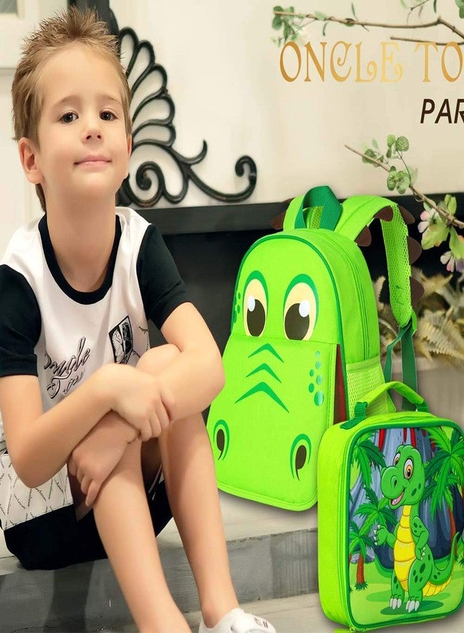 CCJPX 3PCS Toddler Backpack for Boys, 12'' Dinosaur Bookbag and Lunch Box Kindergarten Preschool Bag - Image 2