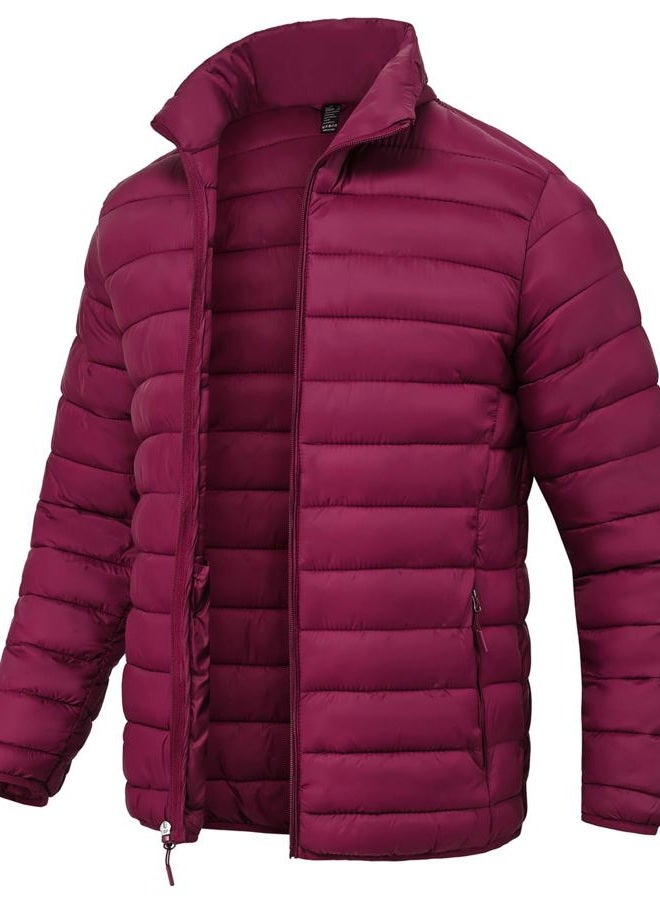 SPOSULEI Men Puffer Jacket Packable Lightweight Winter Jackets Coats Outdoor Waterproof Insulated Jackets, Claret, S - Image 1
