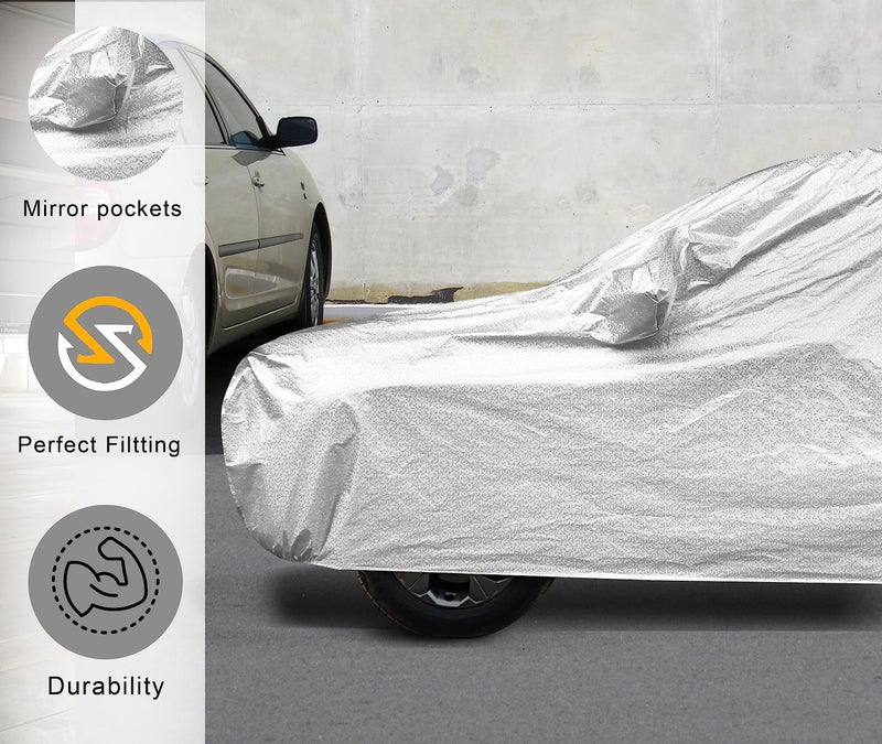 Auto Hub Waterproof Car Cover Compatible with Kia Carens Clavis with Mirror Pockets, Soft Cotton Lining, Carens Clavis Car Cover Waterproof, Metallic Silver - Image 5