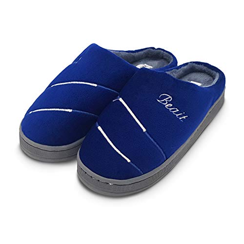 VRITRAZ Women's Comfort Slip On Closed Toe Warm Fur Indoor Slippers (Blue, UK-5) - Image 3