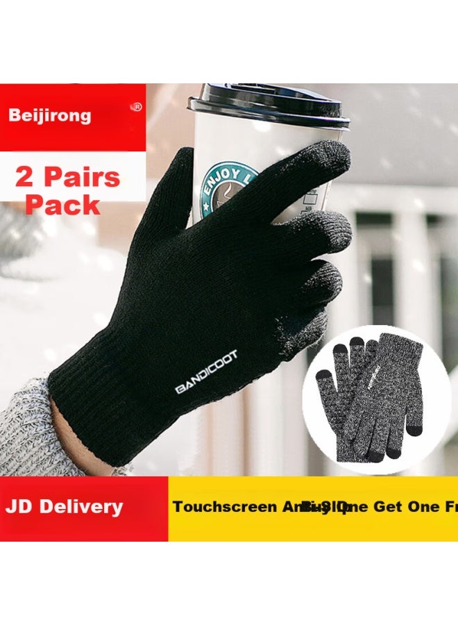 Bejirog Knitted Touchscreen Gloves For Men And Women Winter Running Sports Cycling Anti-cold Warm Non-slip Student Couple Gloves - Image 1