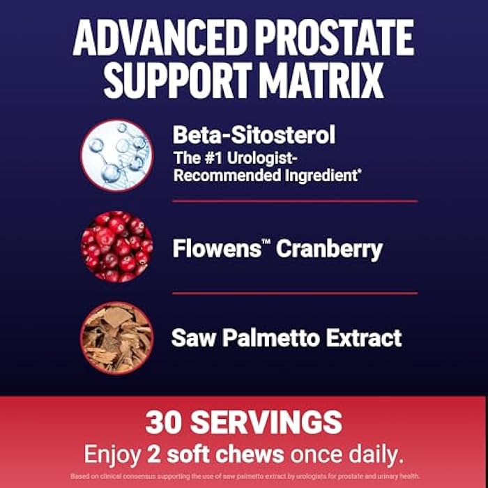 Force Factor Prostate Health Supplement with Saw Palmetto & Beta-Sitosterol, Support Urinary Flow & Bladder Function, Reduce Urgency & Nighttime Bathroom Trips, Vegetarian, Fruit Punch, 60 Soft Chews - Image 3