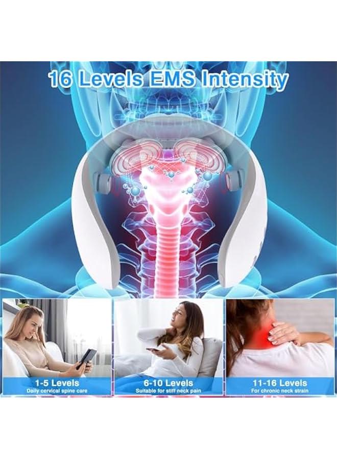 HOOKOR Neck Massager with Heat,Portable Electric Neck Massager，Pain Relief, Cordless Intelligent Neck Massager, Gifts for Women Men, Home, Outdoor, Office use-White  - Image 4