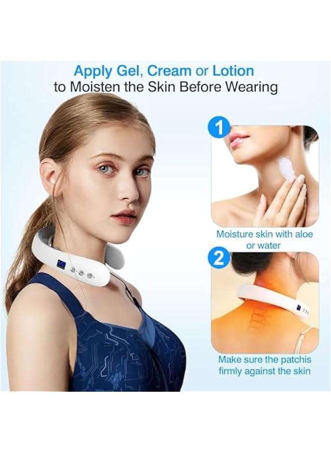 HOOKOR Neck Massager with Heat,Portable Electric Neck Massager，Pain Relief, Cordless Intelligent Neck Massager, Gifts for Women Men, Home, Outdoor, Office use-White  - Image 5