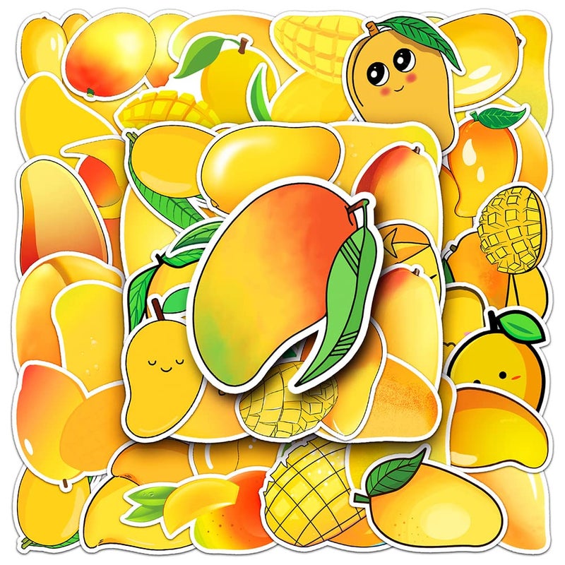 Mango Stickers 50 Pcs Mangoes Waterproof Vinyl Decals for Helmet Water Bottles Bicycle Laptop Refrigerator Luggage Computer Mobile Phone Skateboard Bike Dcor