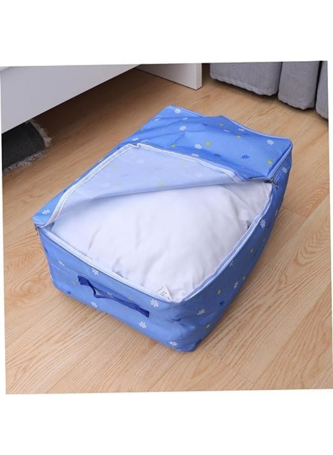 Heavy-Duty Waterproof Oxford Storage Bag with Zipper (68 x 49 x 23 cm) – Large Portable Organizer for Blankets & Quilts (Light Blue Floral) - Image 2