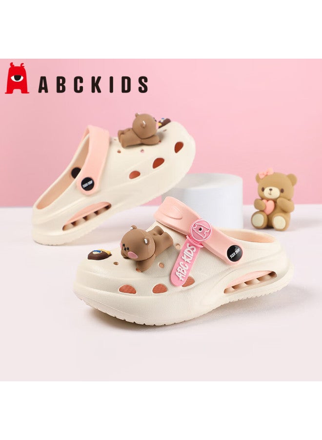 Abc Kids Children's Hollow Shoes Boys And Girls Slippers Summer Sandals Baby Soft Bottom Anti-slip Beach Shoes 8501 White Pink 35-36 - Image 1