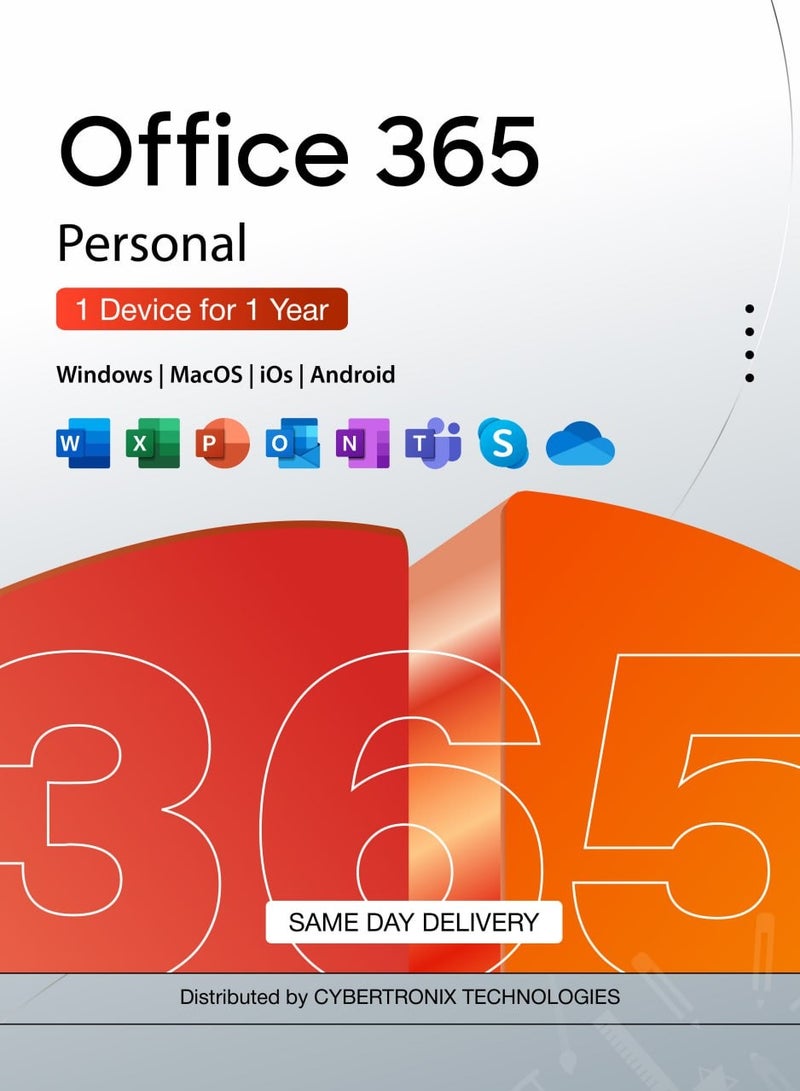 Office 365 Personal | 1 Year Subscription for 1 Device | Digital License | Same Day Delivery