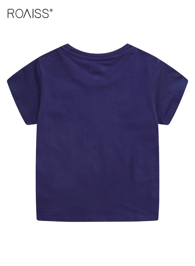 roaiss Boys Summer Luminous T-shirt, Short Sleeve Cotton Top for Toddlers, Stylish Unique T shirt with Glow-in-the-dark Dinosaur Pattern, Suitable for Daily Wear or Any Occasion - Image 3