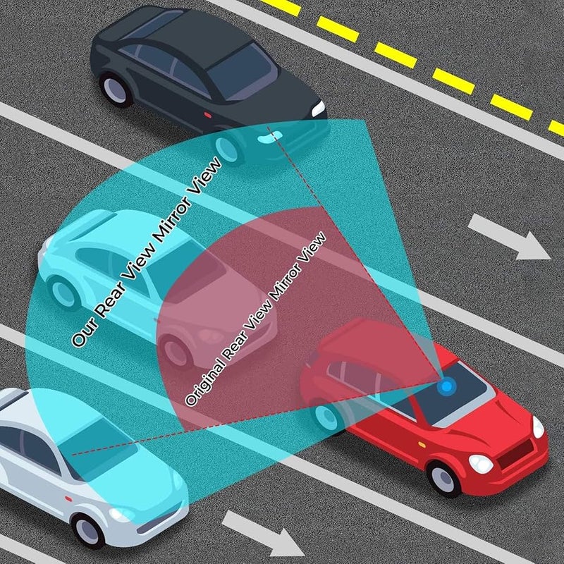 جوي توتوس مرآة الرؤية الخلفية من جوي توتوس، مرآة رؤية خلفية بانورامية محدبة مقاس 30 سم، مرآة بزاوية واسعة بمشبك داخلي لتقليل البقع العمياء بشكل فعال لشاحنات سيارات الدفع الرباعي - شفافة - Image 3