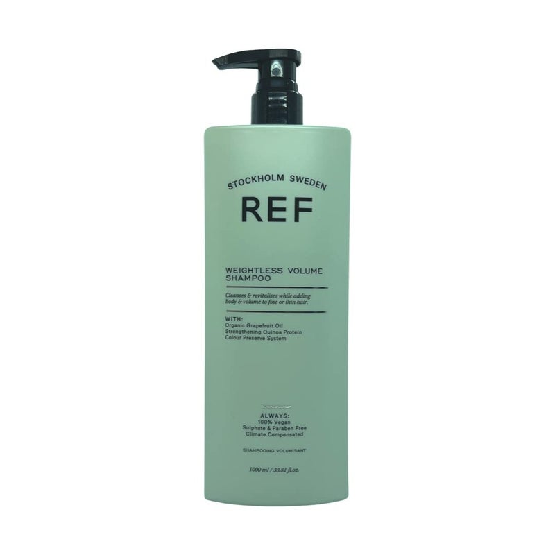 REF. Ref Weightless Volume Shampoo 1000ml Sulfatefree shampoo with natural extracts specially selected to protect strengthen the structure of fine or thin hair