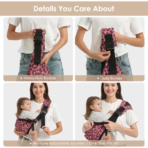 Shiaon Baby Sling Carrier Newborn to Toddler, Adjustable Toddler Carrier Sling Baby Carrier Toddlers Sling Carriers Hip Carriers for 8-40lbs, Pink Leopard Print - Image 4