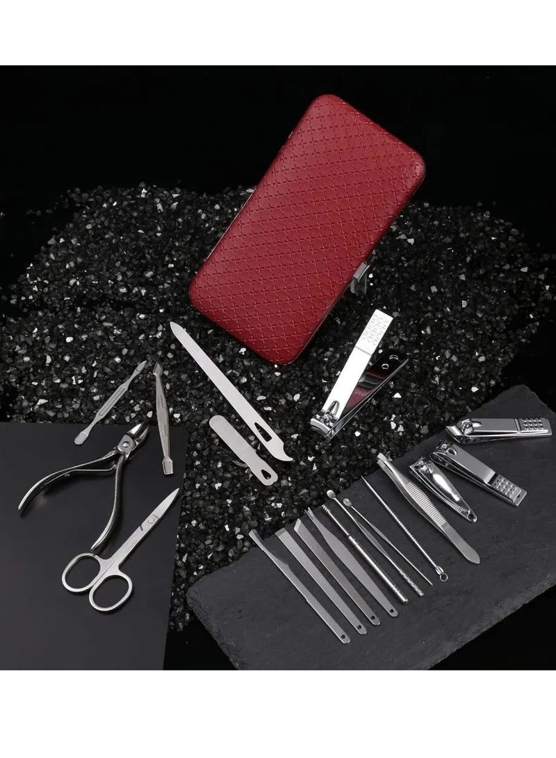 إبميني مجموعة قص الأظافر 19 قطعة، قصافة أظافر، أداة باديكير، مغرفة أذن، مقص أظافر منقار الصقر، سكين باديكير مشطوف - Image 2