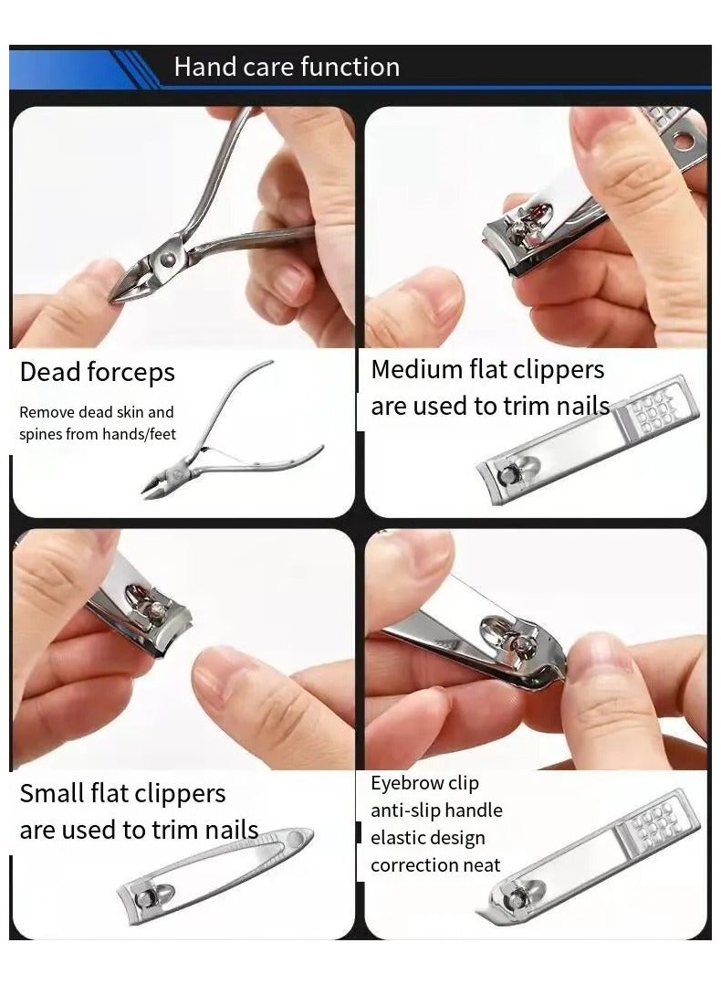 إبميني مجموعة قص الأظافر 19 قطعة، قصافة أظافر، أداة باديكير، مغرفة أذن، مقص أظافر منقار الصقر، سكين باديكير مشطوف - Image 4