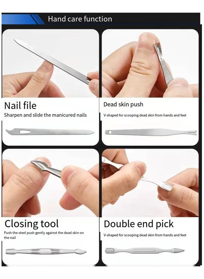 إبميني مجموعة قص الأظافر 19 قطعة، قصافة أظافر، أداة باديكير، مغرفة أذن، مقص أظافر منقار الصقر، سكين باديكير مشطوف - Image 5