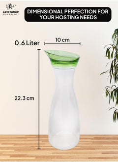 Life Smile LIFE SMILE Shatterproof Acrylic Water Bottle with Leakproof Lid - BPA-Free, Eco-Friendly Juice Pitcher - Ideal for Water, Iced Tea, Cold Brew, and Beverages (Green, 0.6 L)  - Image 3