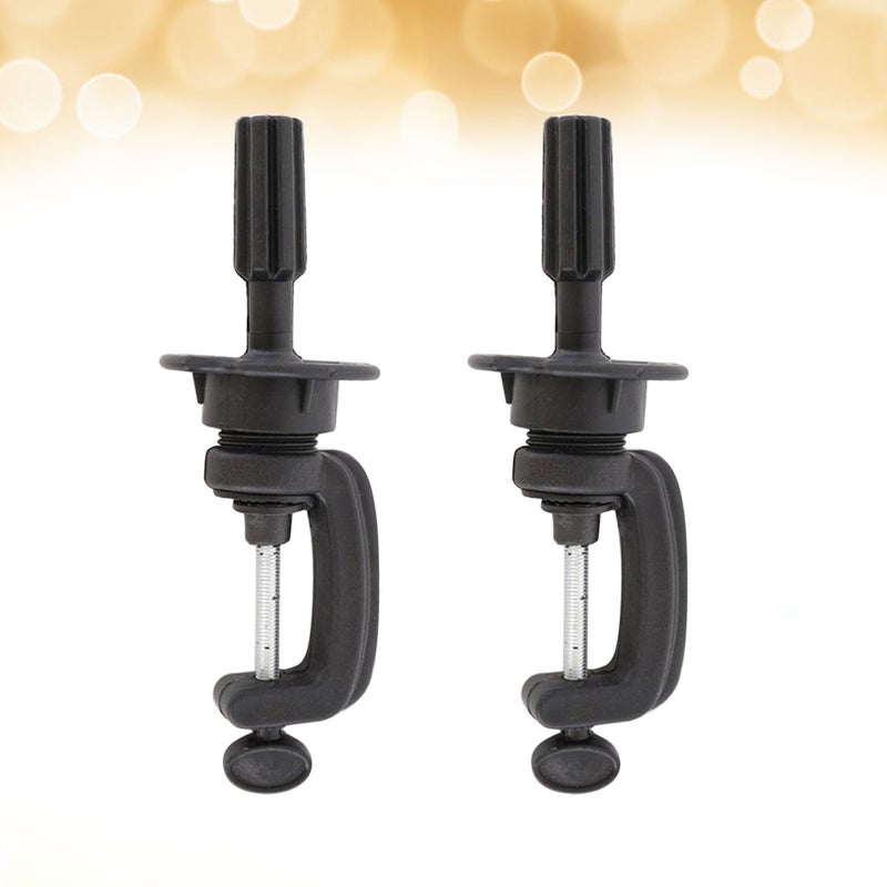 2pcs Hairdressing Head Bracket Wig Hairdressing Practice Stand Holder for Barber Shop (Black） - Image 2