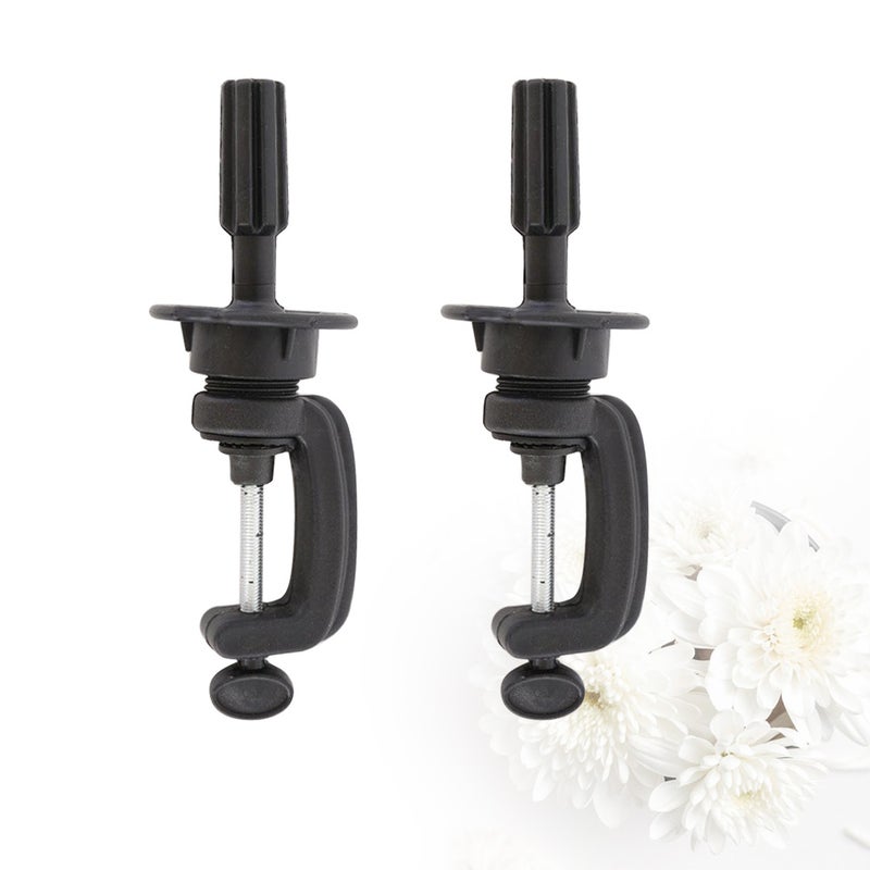 2pcs Hairdressing Head Bracket Wig Hairdressing Practice Stand Holder for Barber Shop (Black） - Image 4