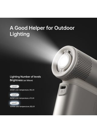 JISULIFE Portable Handheld Fan Ultra2 3 IN 1, 9000mAh Battery, Max 25 Hrs, 100 Speed Rechargeable Turbo Fan , Power Bank with Flashlight, Metal Shell Multi-Function Travel Essentials Gifts for Men & Women-LIGHT BROWN - view 4