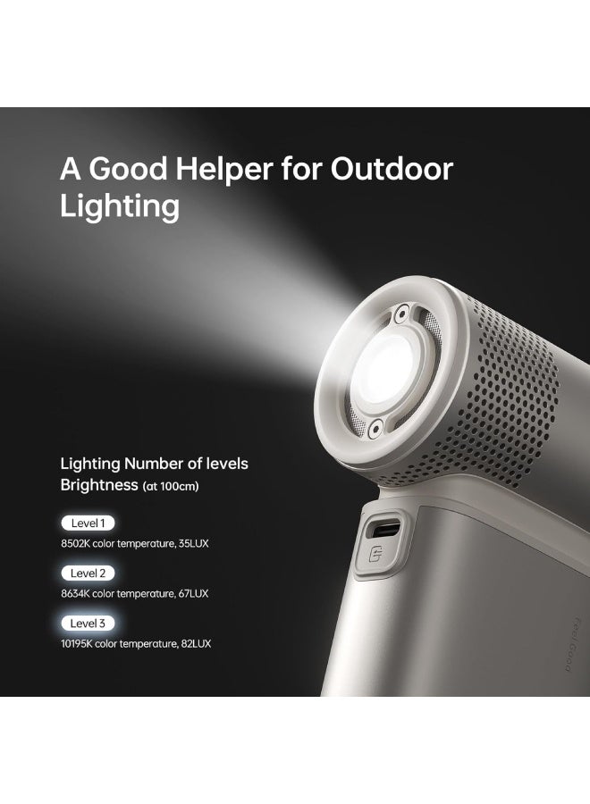 JISULIFE JISULIFE Portable Handheld Fan Ultra2, 9000mAh Max 25 Hrs, 5 IN 1, 100 Speed Turbo Fan Rechargeable 18W Power Bank with Flashlight, Metal Shell Multi-Function Travel Essentials Gifts for Men,Women-LIGHT BROWN  - Image 4