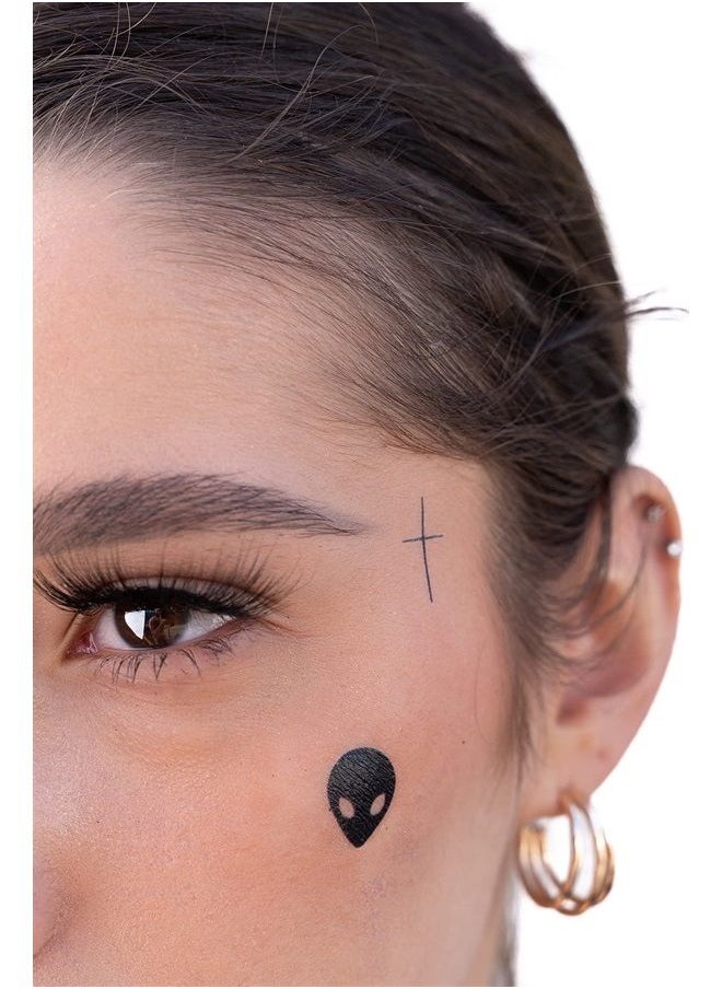 Thug Ink Temporary Tattoos - Volume III - 8 Temporary Tattoos ~ Face Tattoos ~ Money Bag, Compass, Alien Head, etc. ~ Thug Life ~ Fake Tattoos ~ Water-transfer Tattoos  - Image 2