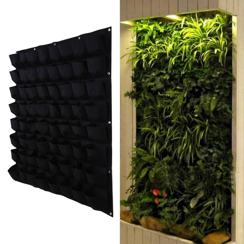 Ogrmar Ogrmar 64 Pockets Vertical Wall Garden Planter Plant Grow Bag for Flower Vegetable for Indoor/Outdoor (64 Pockets, Black)  - Image 3