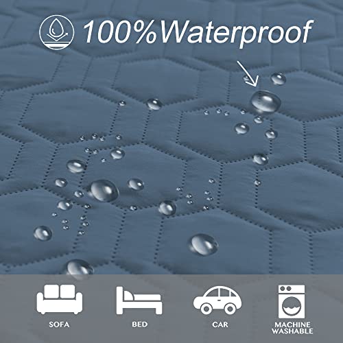 Tcksstex Waterproof and Non-Slip Dog Bed Cover and Pet Blanket Sofa Pet Bed Mat ，car Incontinence Mattress Protectors Furniture Couch Cover for Most Cats Dogs, Pets（52x82- Navy Blue） - Image 2