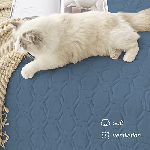 Tcksstex Waterproof and Non-Slip Dog Bed Cover and Pet Blanket Sofa Pet Bed Mat ，car Incontinence Mattress Protectors Furniture Couch Cover for Most Cats Dogs, Pets（52x82- Navy Blue） - Image 5