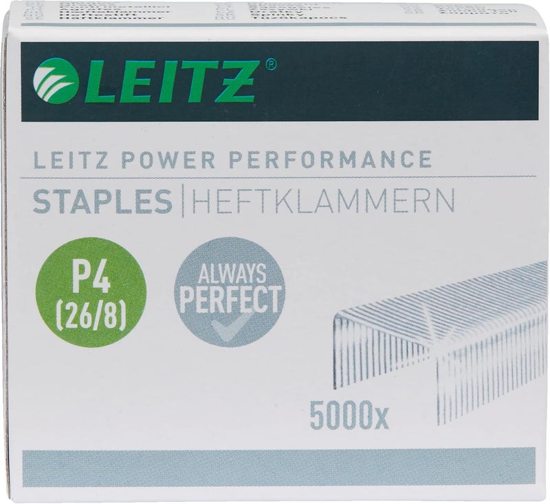 LEITZ P4 Power Performance 26/8 Silver 8 mm Staples, 5000 Staples, Up to 40 Sheet Capacity Transparent body - Image 2