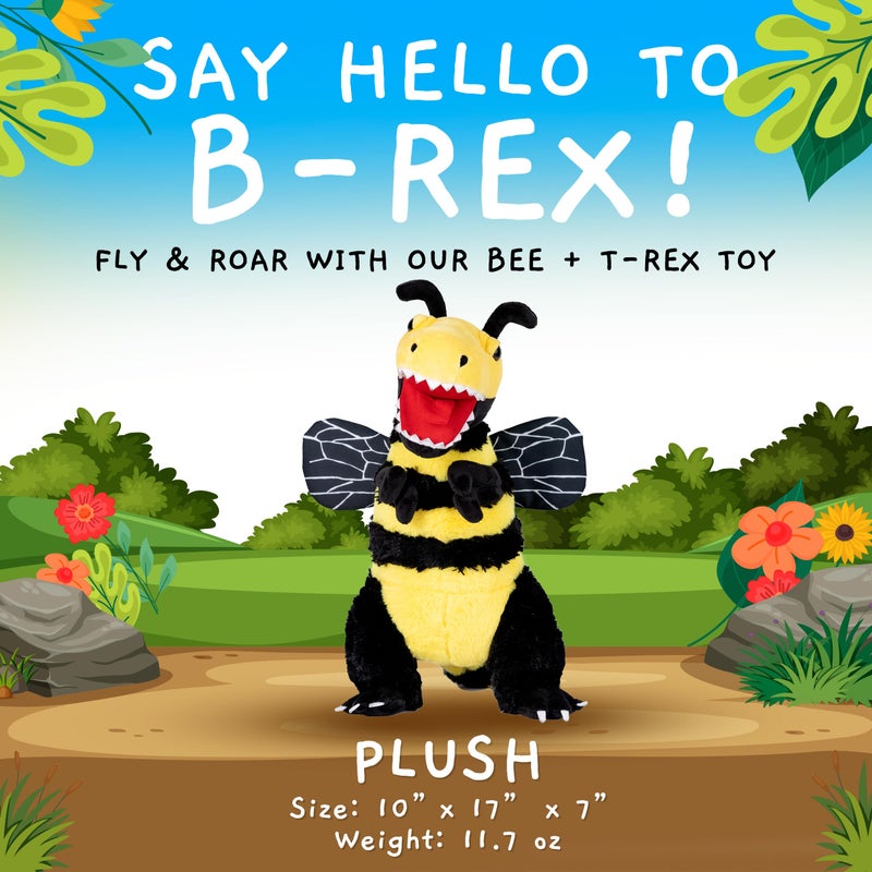 Randimals Plush Toy Stuffed Animal Mix - Bee & Tyrannosaurus Hybrid Stuffed Animals for Girls & Boys - Huggable & Soft Animal Characters Cute Plushies - Unique Toys for Discovery & Adventure - Image 2