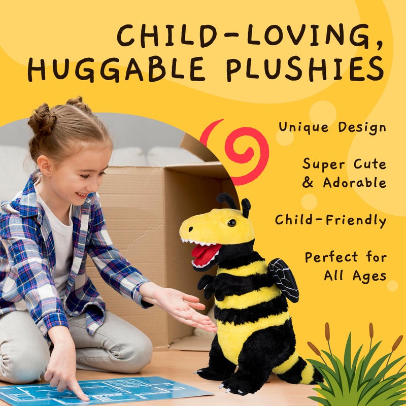 Randimals Plush Toy Stuffed Animal Mix - Bee & Tyrannosaurus Hybrid Stuffed Animals for Girls & Boys - Huggable & Soft Animal Characters Cute Plushies - Unique Toys for Discovery & Adventure - Image 3