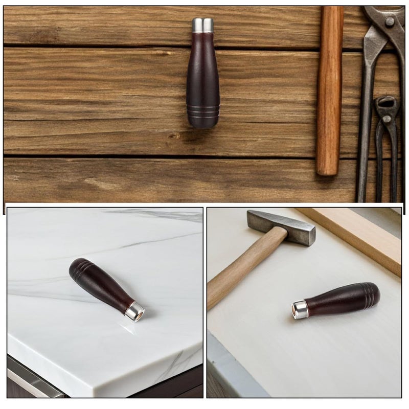 Medium Size Wooden File Handle with Metal Collar Replacement for Woodworking Tools 2 Pack - Image 4